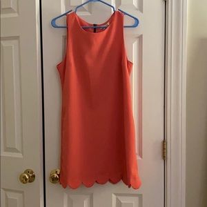Coral scalloped hem dress